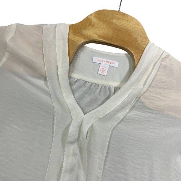 Joe Fresh Small Ivory Sheer 100% Polyester Tunic - Picture 2 of 4